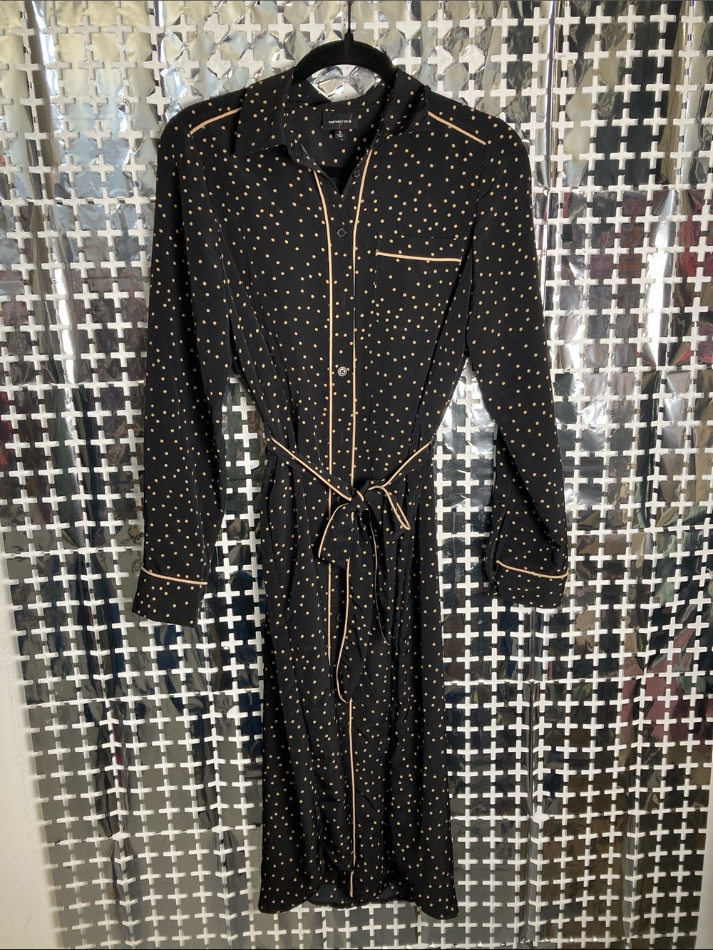 Who What Wear Black Shirt Dress with Gold Dot Trim